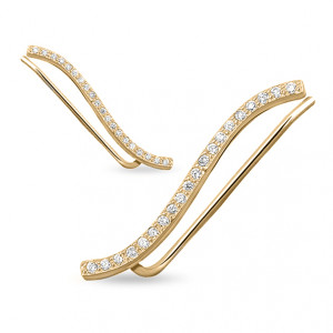 Cercei ear cuffs argint placati cu aur galben si pietre DiAmanti Z1483E_G-DIA (Argint 925‰ 1,3 g.)